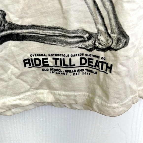 Overkill - Ride Till Death Distressed Skeleton Praying Short Sleeve Shirt Size M - Picture 8 of 12